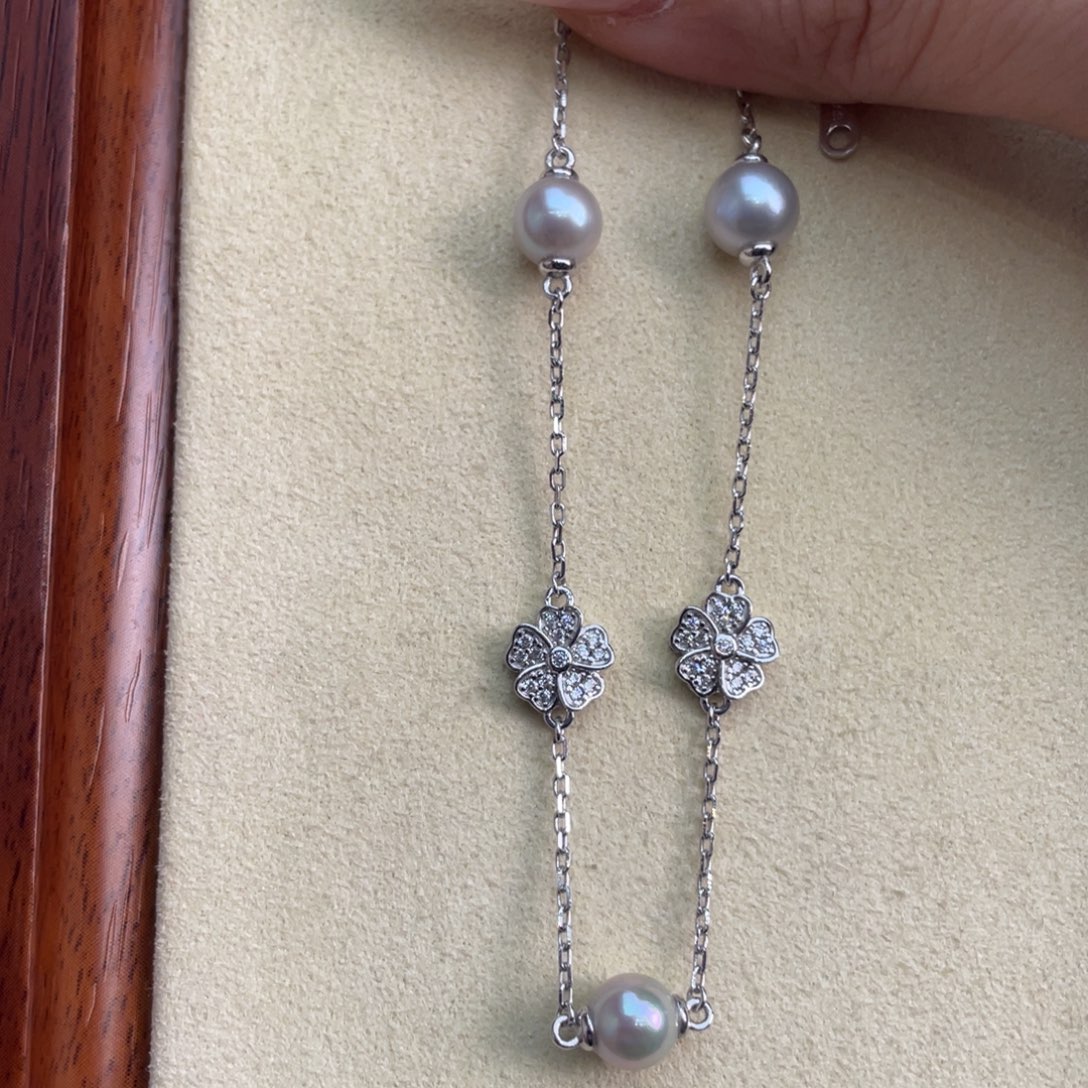 海水珍珠银S925镶嵌手链