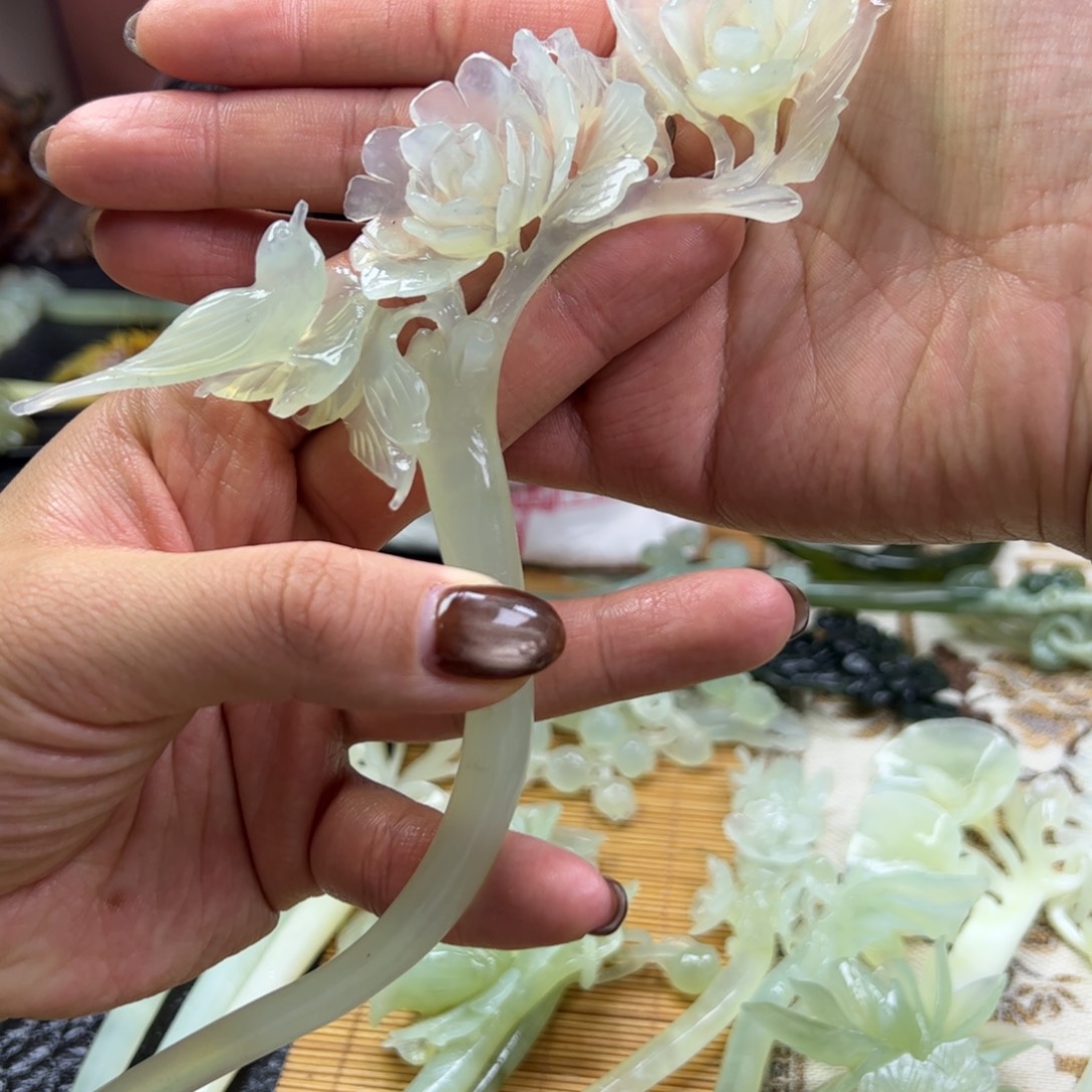 难***️蛇纹石玉未镶嵌发簪