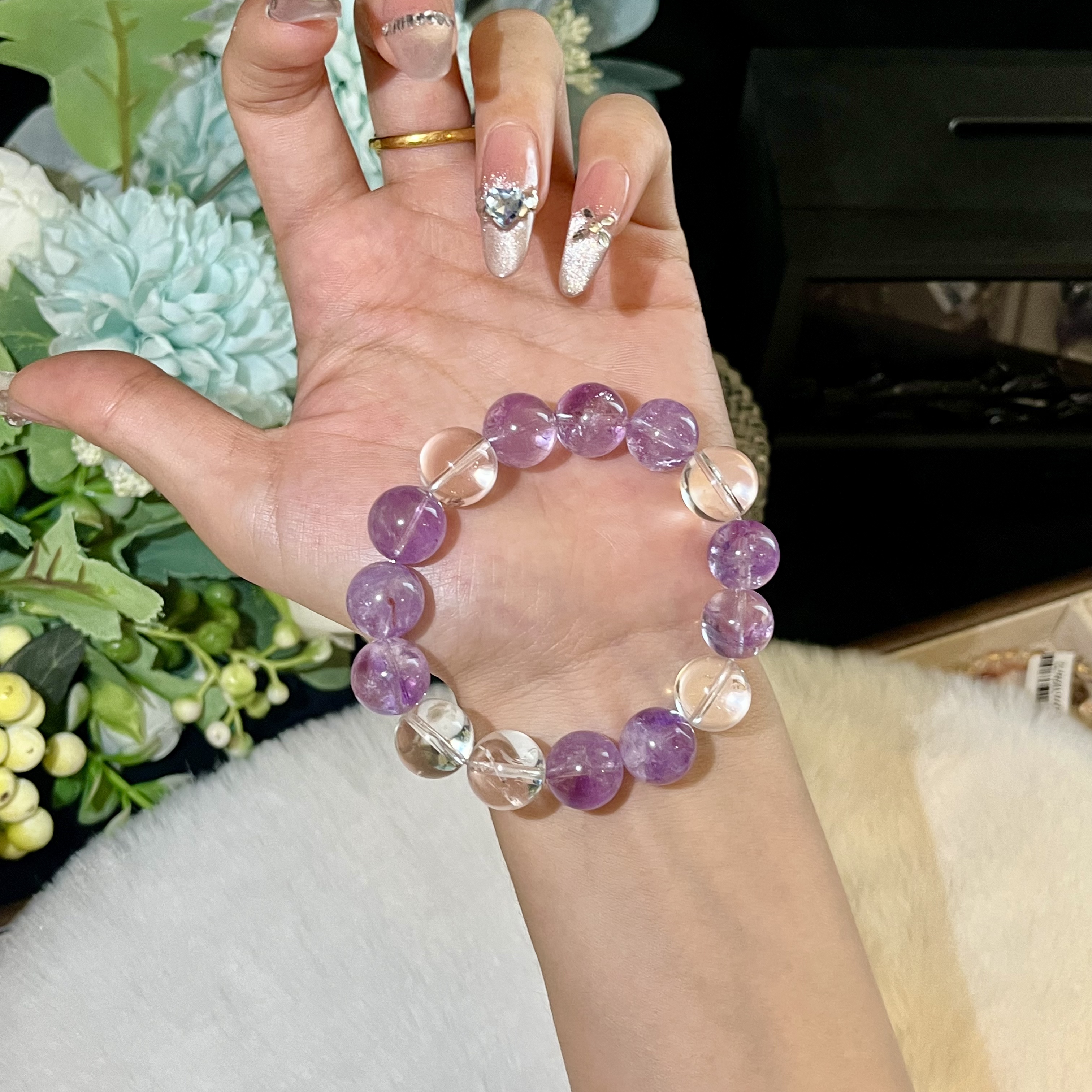 【云雾熏香】天然紫水加白水晶手串 多样性发货 发其一Z-007