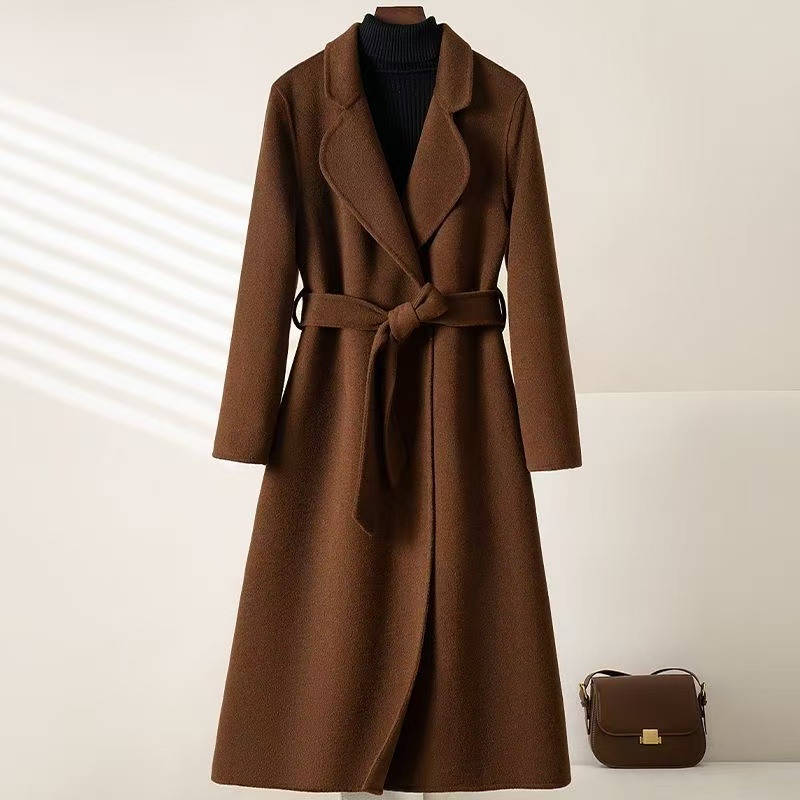 气质中长款长款植绒百搭双面韩版呢外套秋冬修身休闲秋季