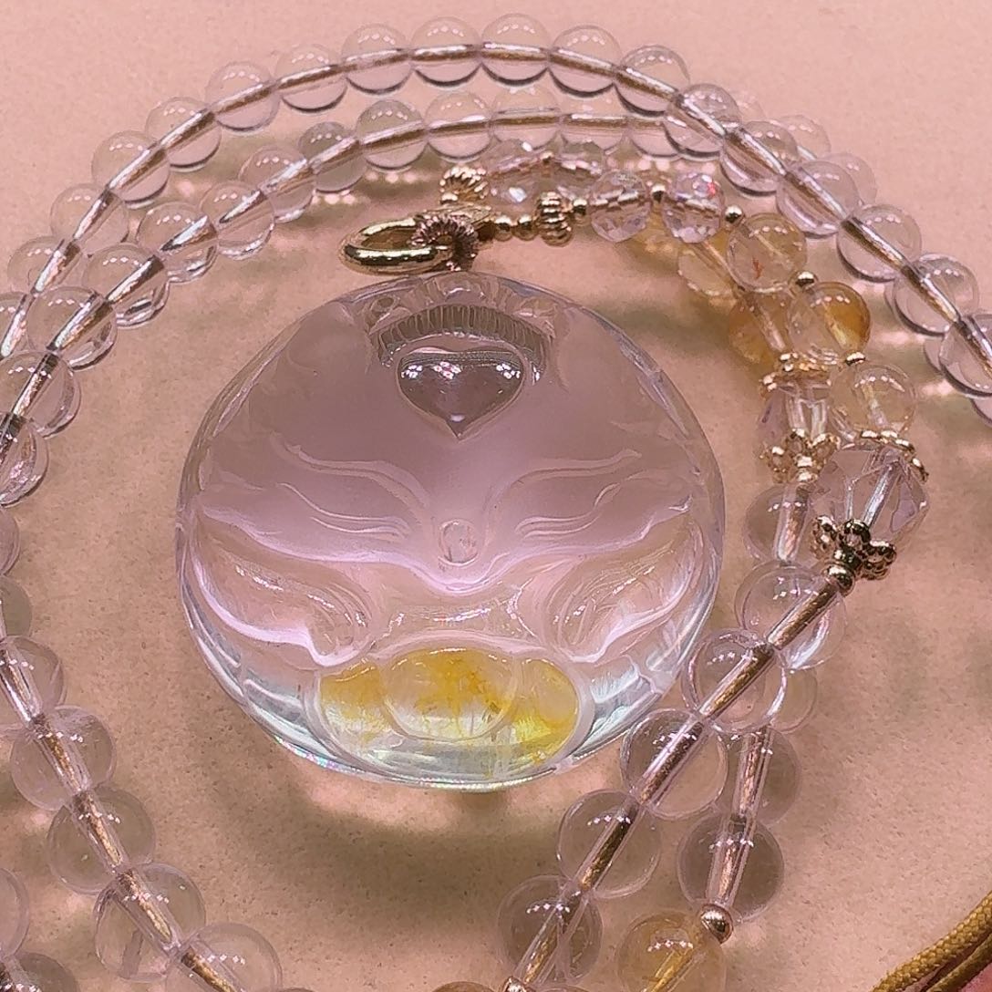 水晶颈饰未镶嵌天然水晶狐狐吊坠