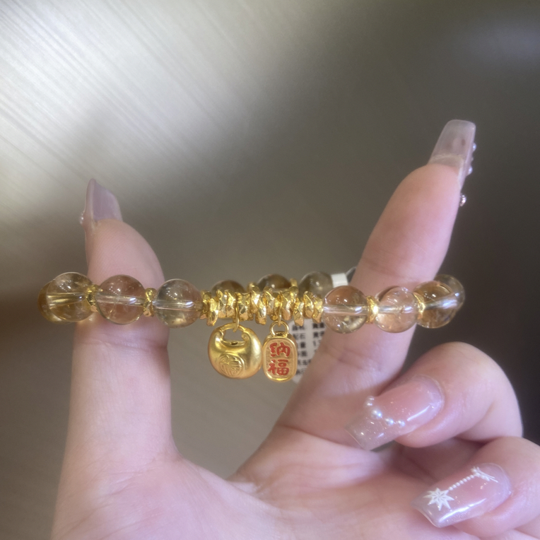 足金999纯黄金胖福纳福 搭黄塔整圈盘缠手串 晶体饱满 贵气礼物
