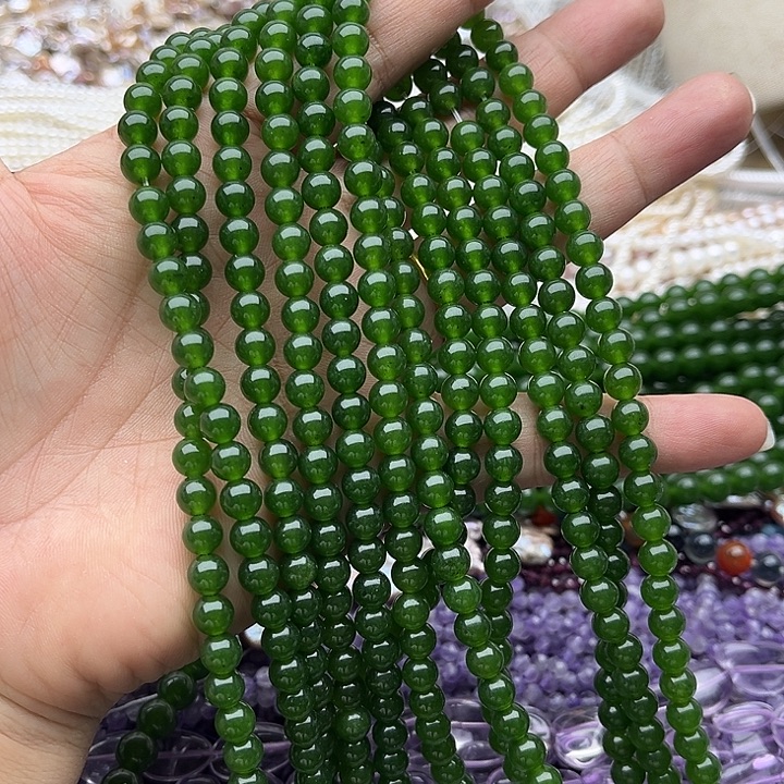 玛瑙/玉髓未镶嵌珠宝半成品一条6mm左右碧玉