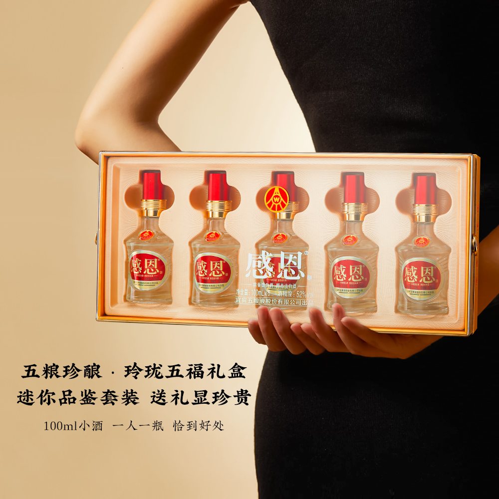 五粮液感恩酒小金条  浓香型白酒  52度100ml*5   JX  