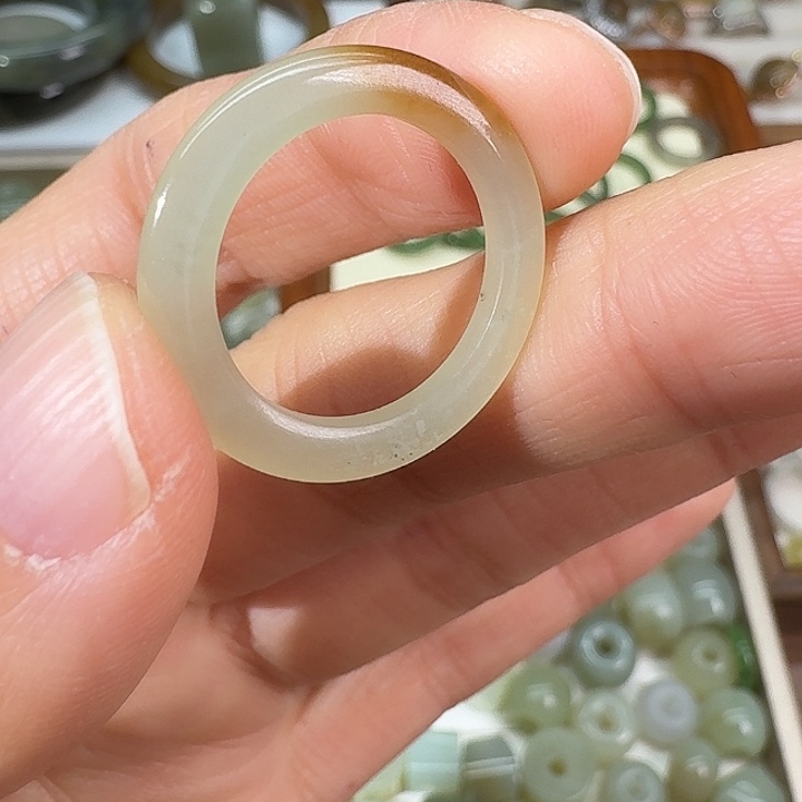 和田玉（糖玉）未镶嵌戒指16.9内径91