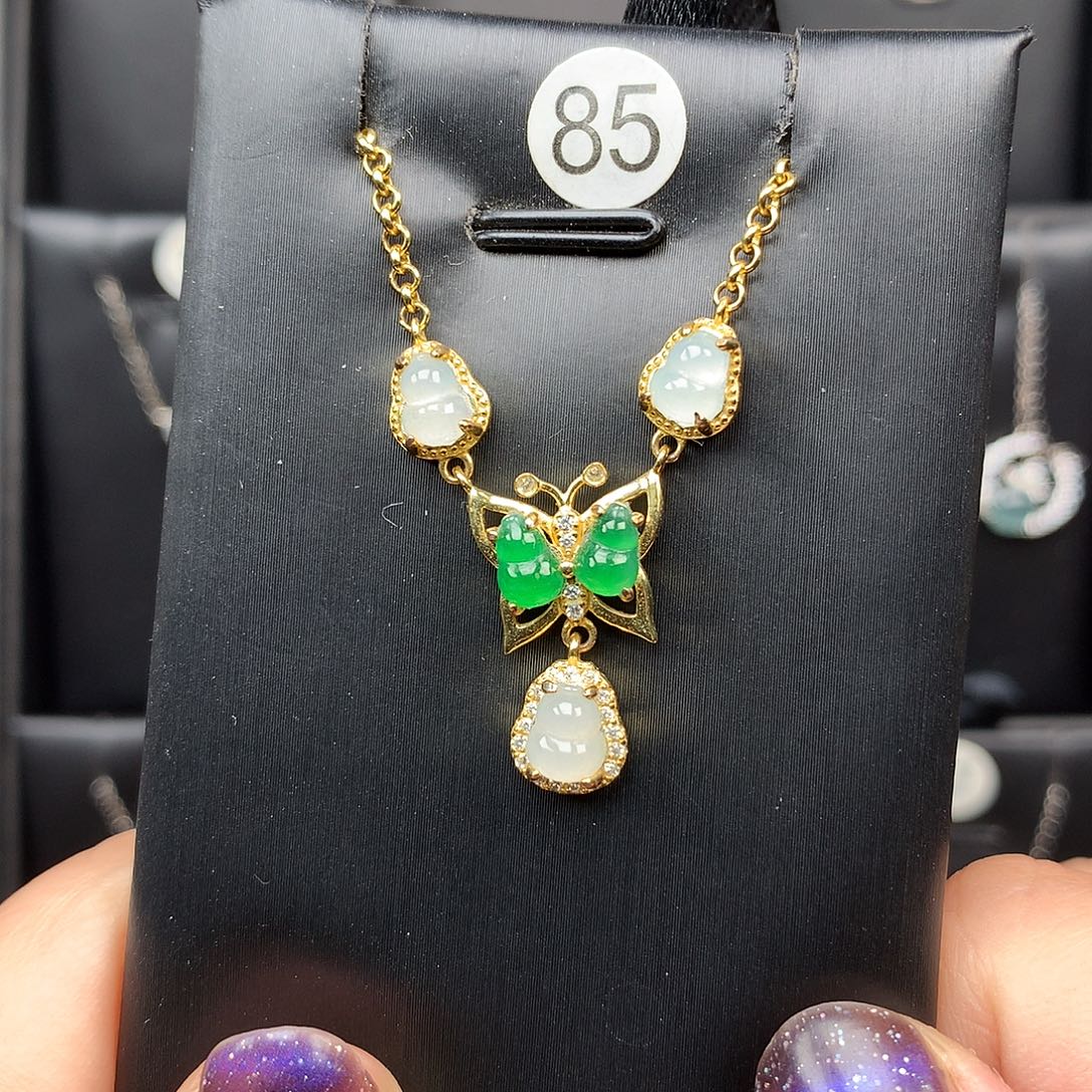 翡翠银S925镶嵌颈饰