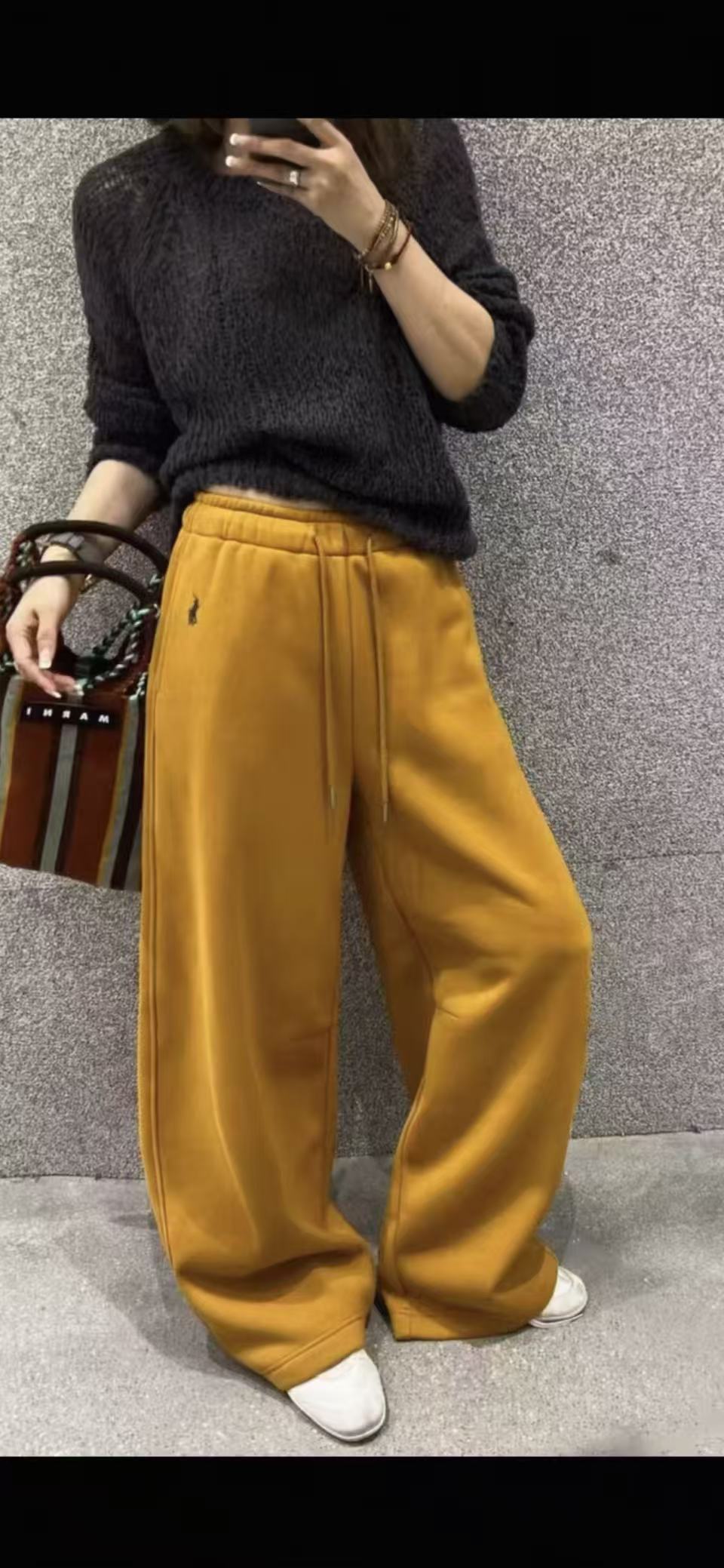 香蕉裤直筒裤INS风吸汗休闲裤卫裤加绒高腰休闲纯色