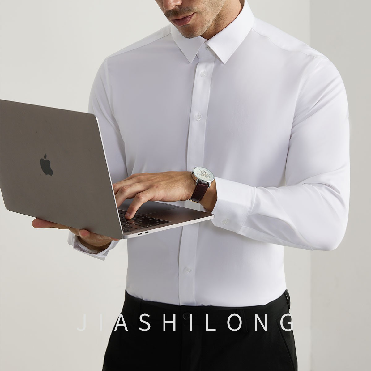 JIASHILONG秋冬商务莫代尔免烫抗皱衬衫通勤男士男款百搭休闲长袖