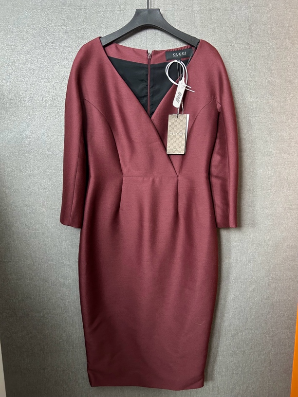 99新 GUCCI/古驰 古驰gucci酒红色连衣裙99新