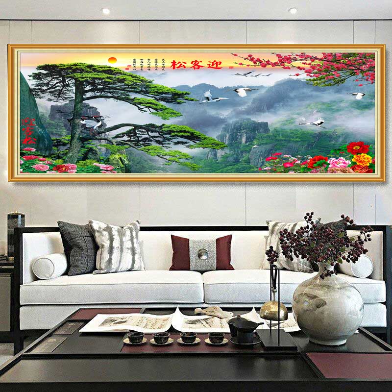 客厅自粘山水画装饰画沙发电视背景墙装饰画