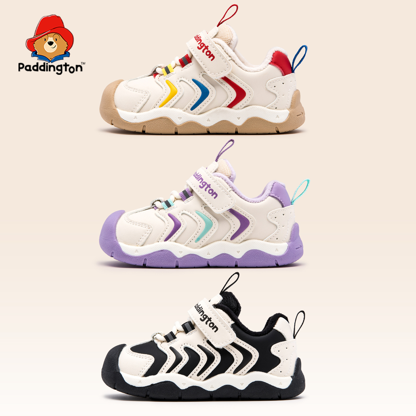 帕丁顿熊童鞋冬季加绒户外运动鞋2-7岁保暖学步鞋防滑小童-PD875