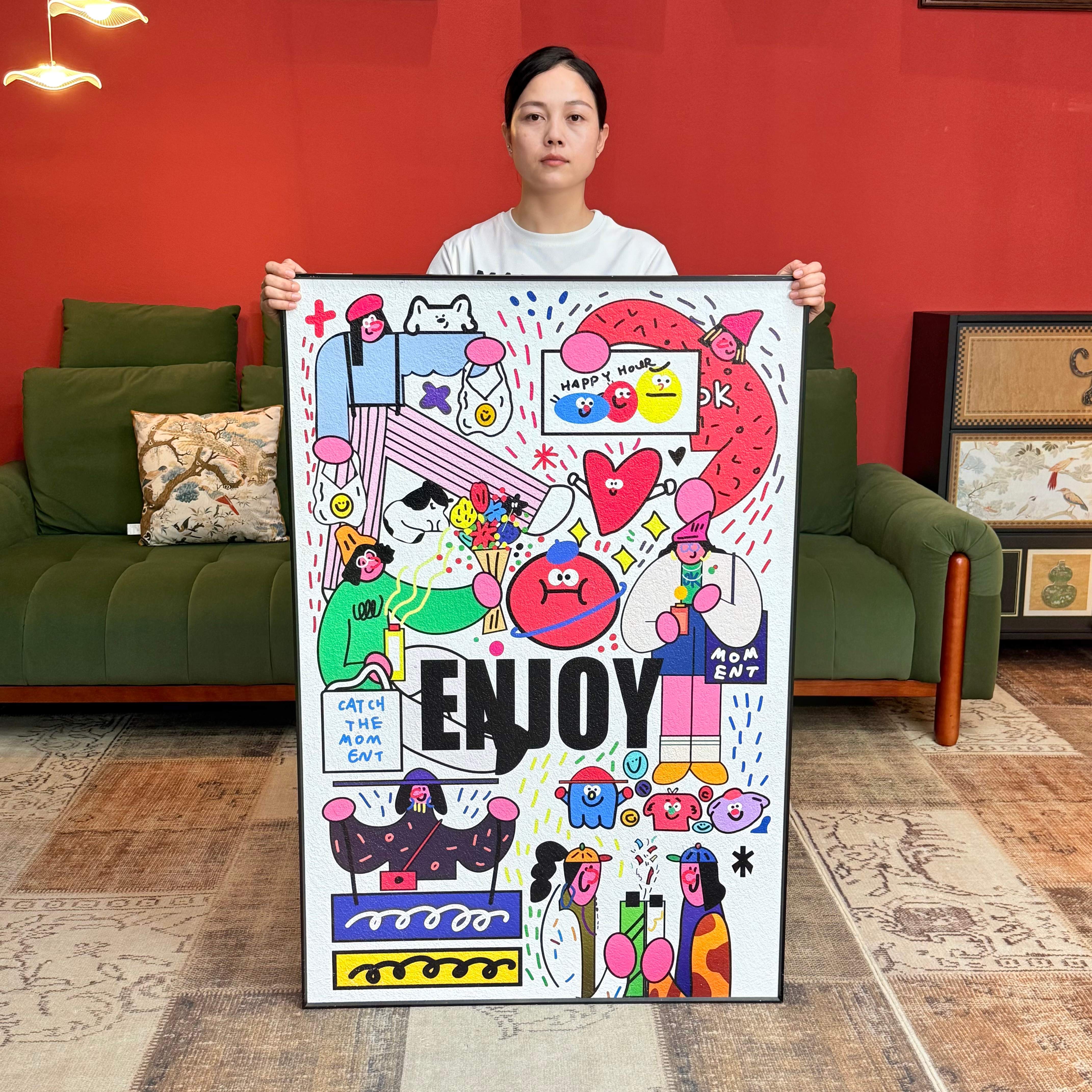卡通趣玩艺术画现代客厅沙发背景墙挂画K048卧室餐厅壁画80120