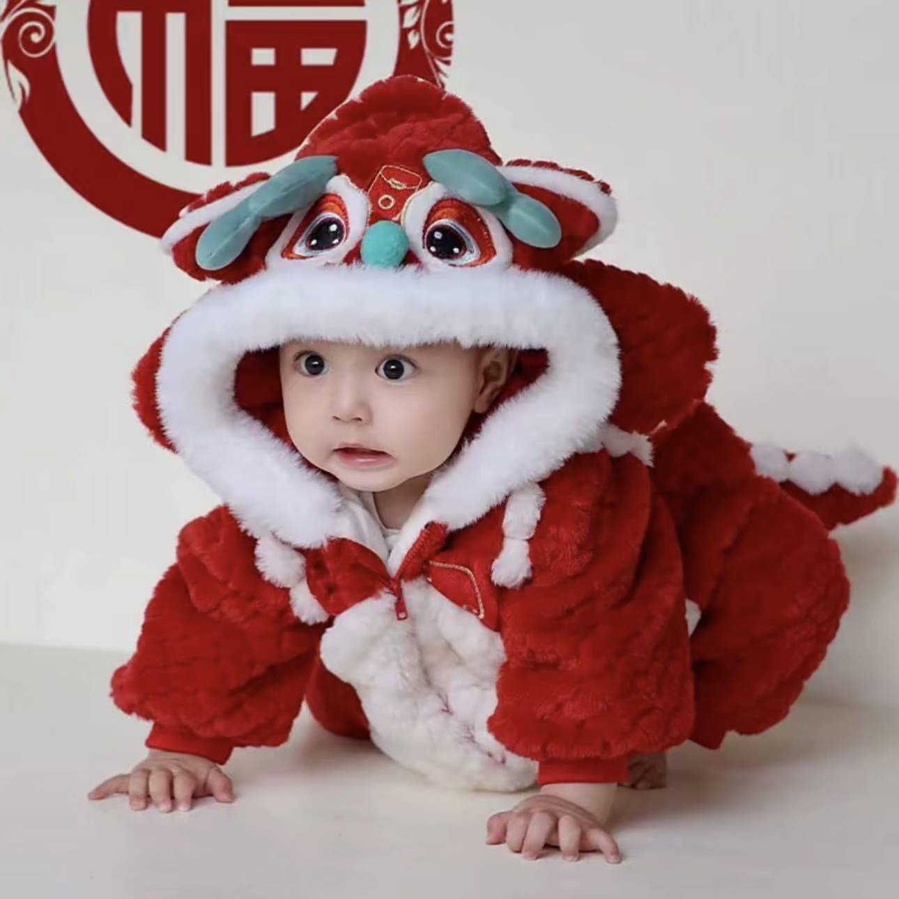 舞龙新禧男女宝宝拜年服周岁礼服爬爬服外出服满月百天