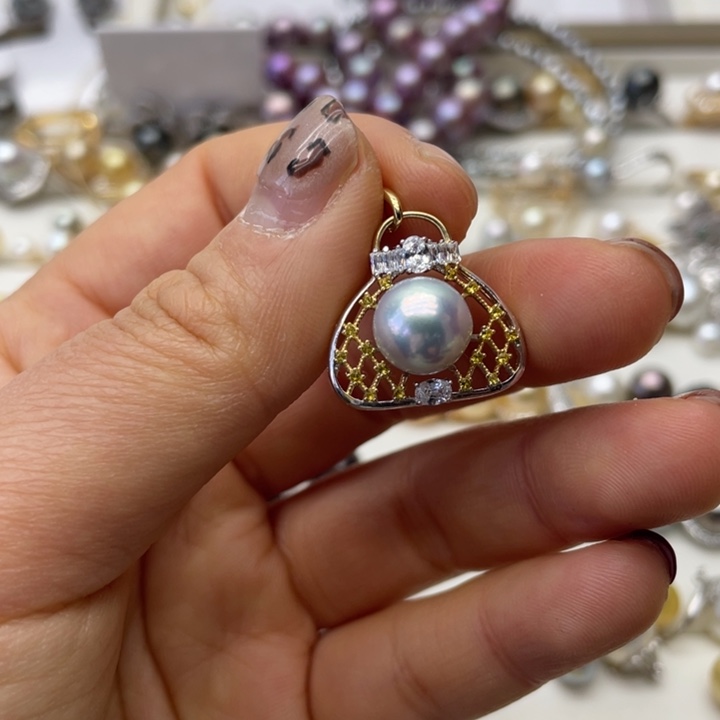 海水珍珠吊坠(不含链)银S925镶嵌