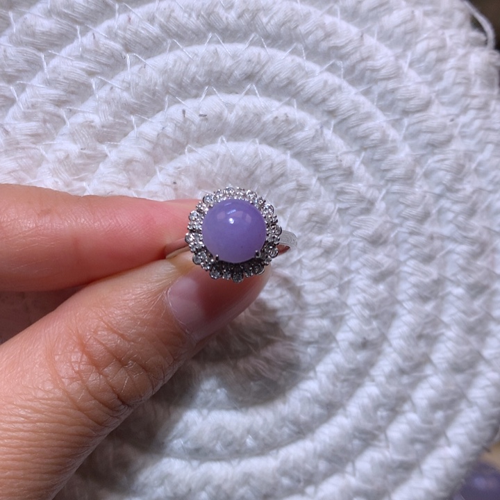 翡翠戒指18K金镶嵌红紫戒指