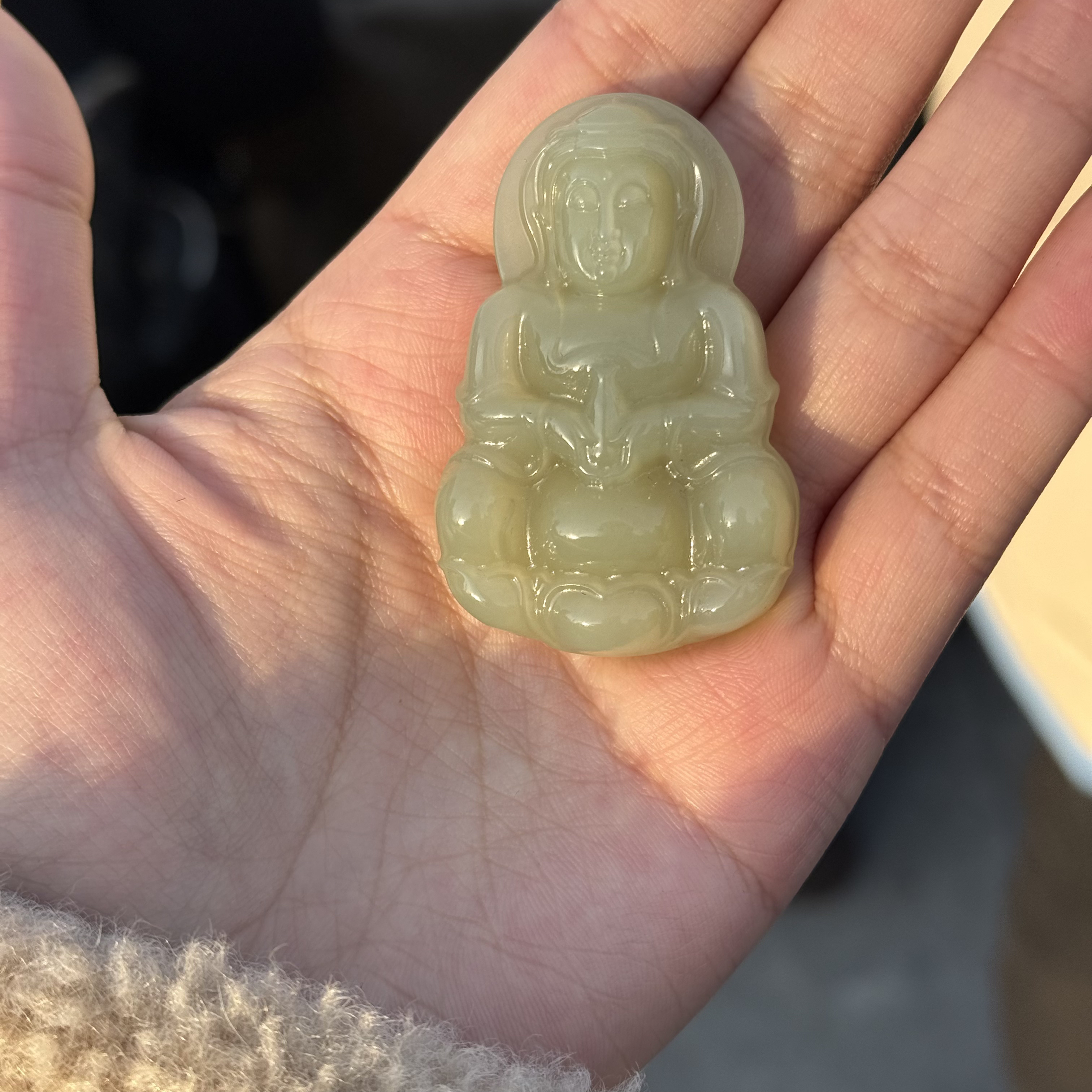 和田玉颈饰未镶嵌晴水观音大号孙姐拍一发一