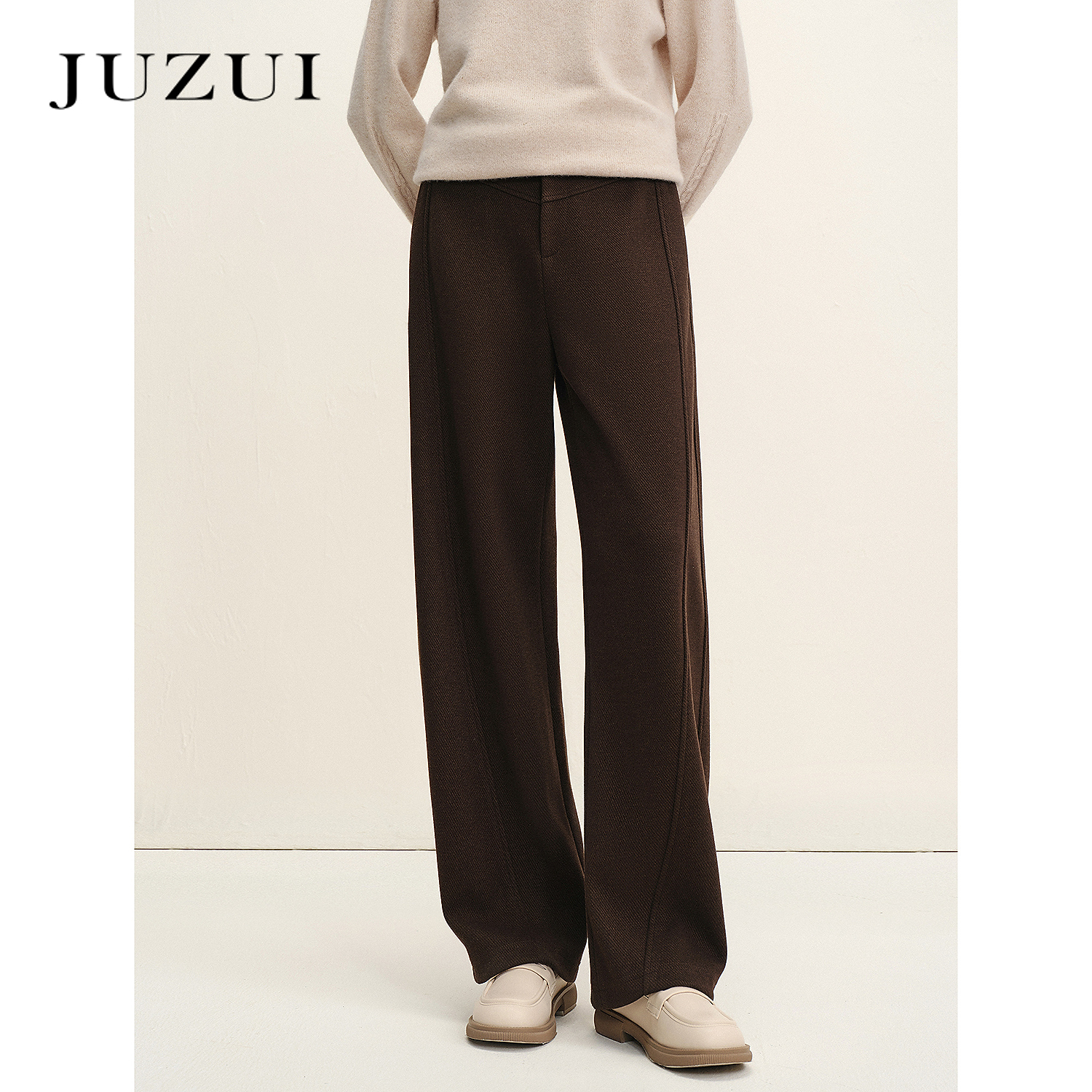商场同款JZ玖姿美拉德通勤直筒休闲长裤女2025冬季新款JWED11024