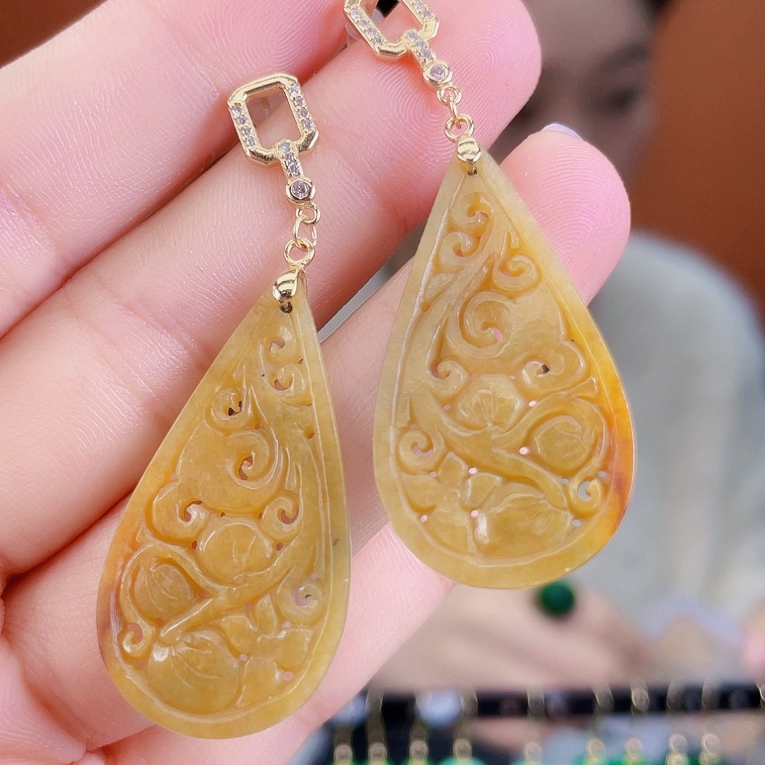 翡翠银S925镶嵌耳饰