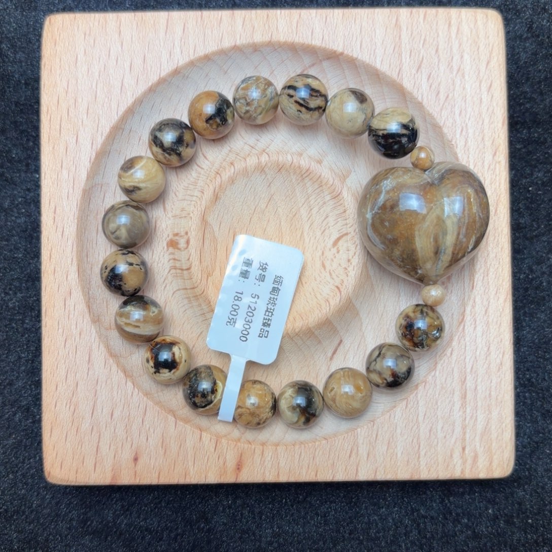 琥珀未镶嵌珠宝奇石油根屁桃设计单圈