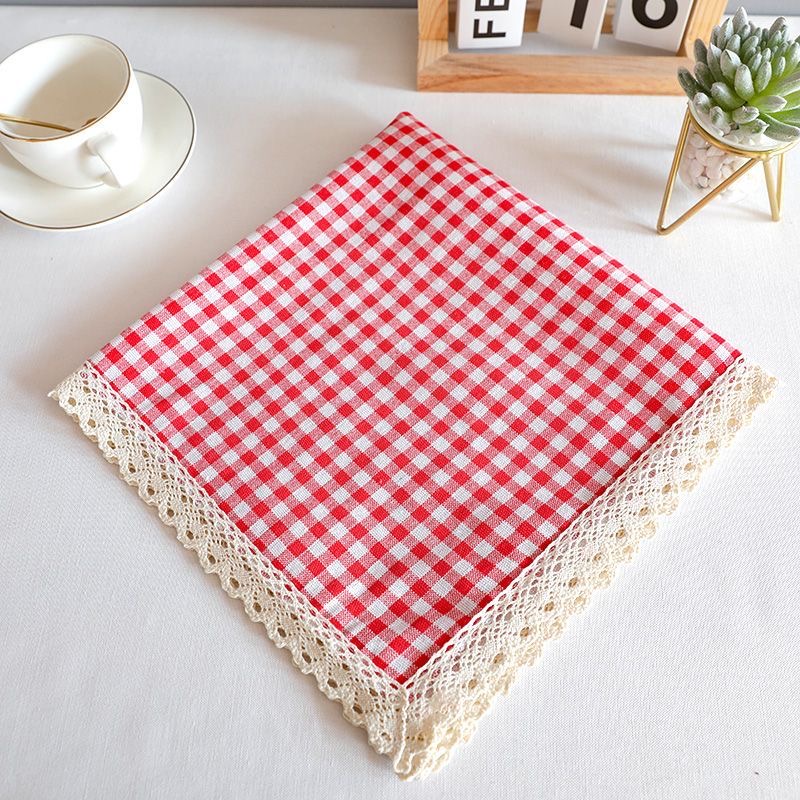 40x60cm【两片装】简约北欧ins桌布棉麻格子茶几布餐桌布艺小清新