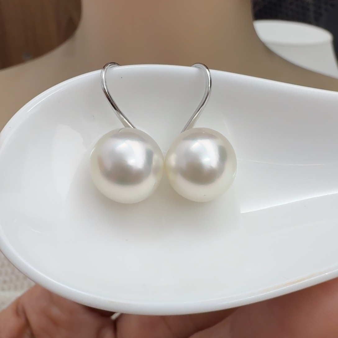 耳饰银S925镶嵌海水珍珠
