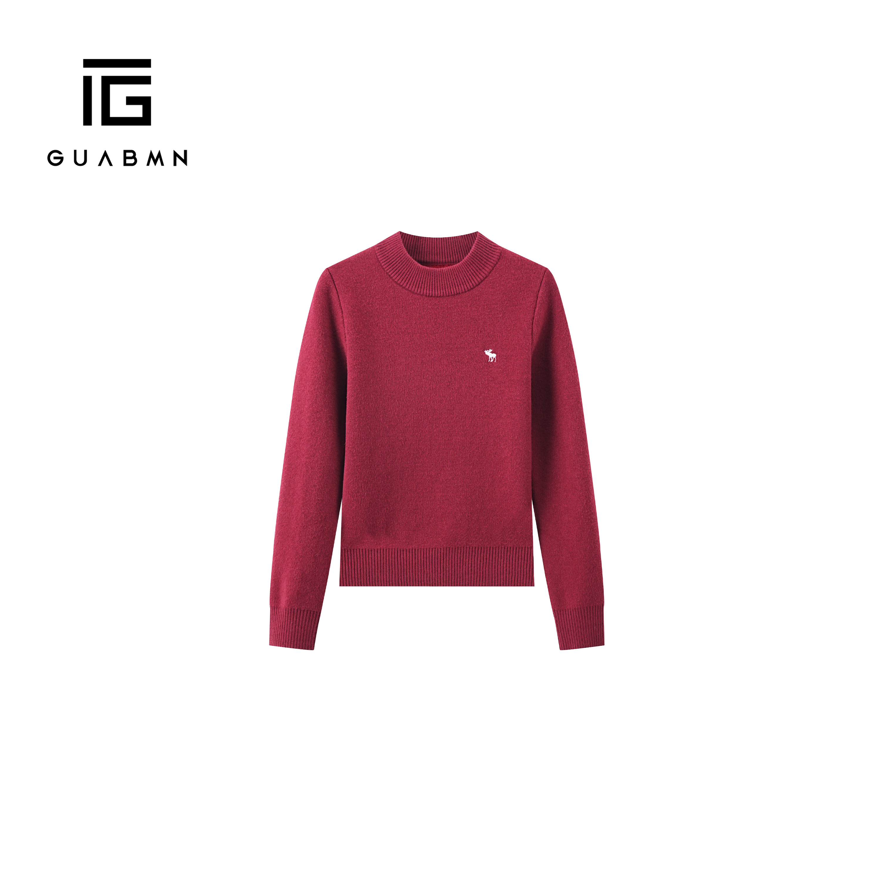 GUABMN2025冬季新款百搭套头简约拉毛内里刺绣图案针织打底衫188
