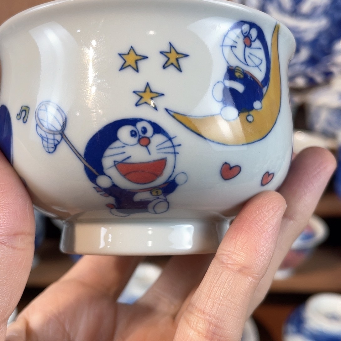 泥藝瓷梦五彩机器猫炉式杯