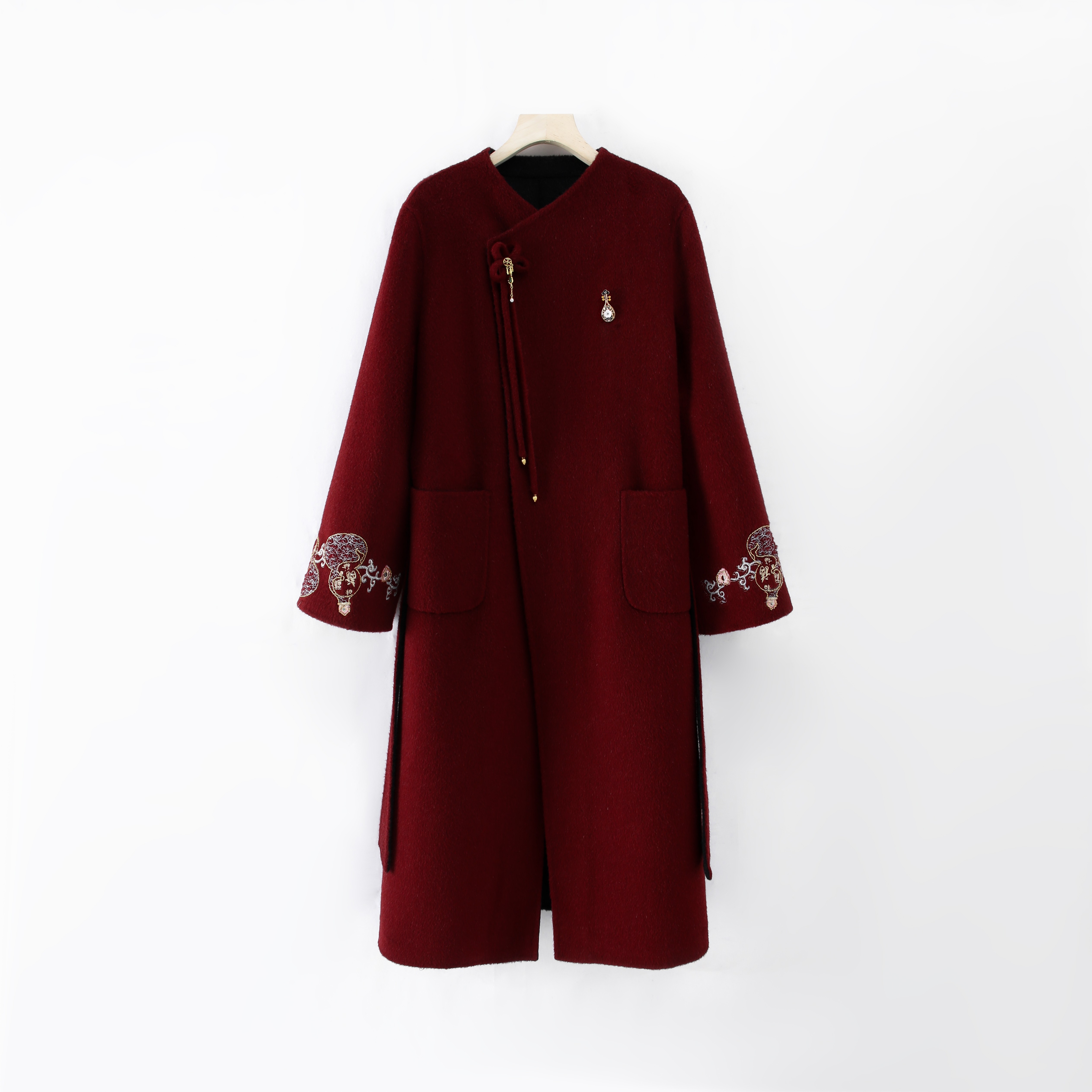 --秋冬国风刺绣时尚百搭毛呢外套88327D