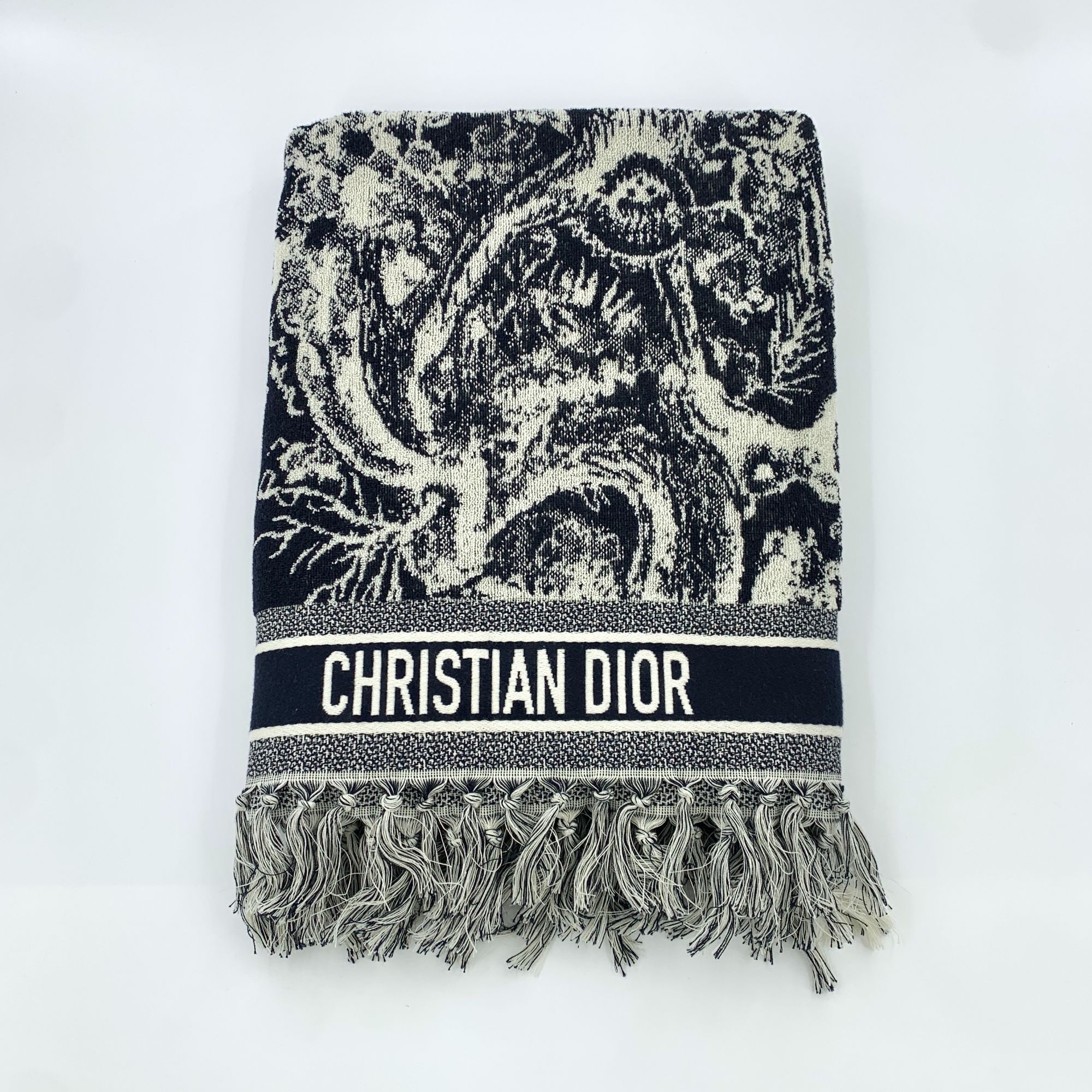 99新 DIOR/迪奥  KW0479 黑色动物丛林logo围巾 披肩 160*93cm