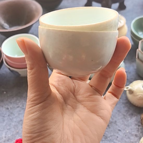 乐***堂瓷片湖田窑杯2个全品一个
