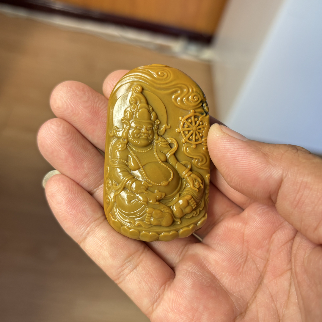 析木河磨玉 椴树林 黄财神挂件