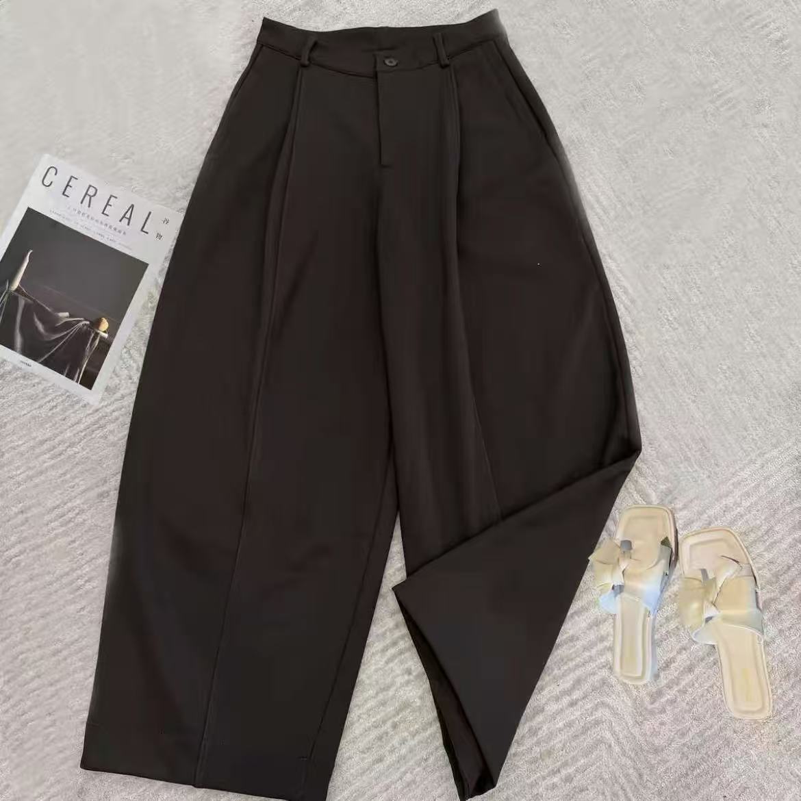 2025秋冬新款时尚洋气百搭女装纯色加绒保暖气球裤