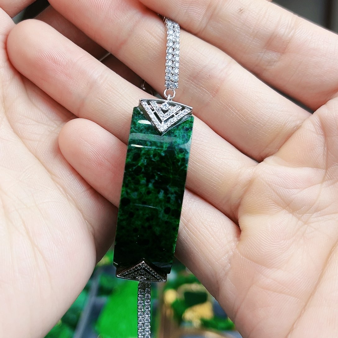 翡翠手链银S925镶嵌手链