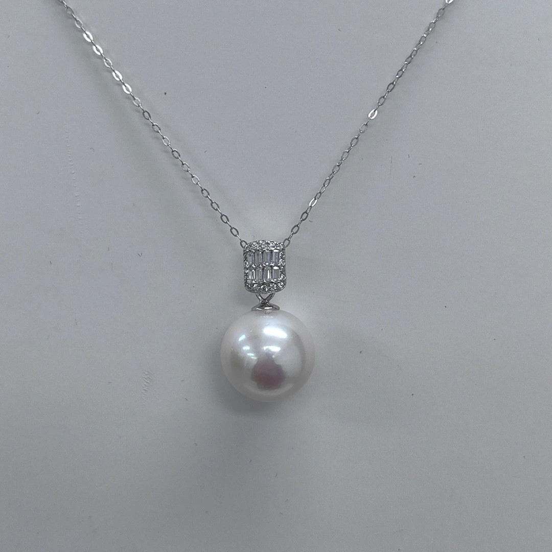 暴大点位冰糖款淡水珍珠吊坠 13-14mm S925银  YL2211