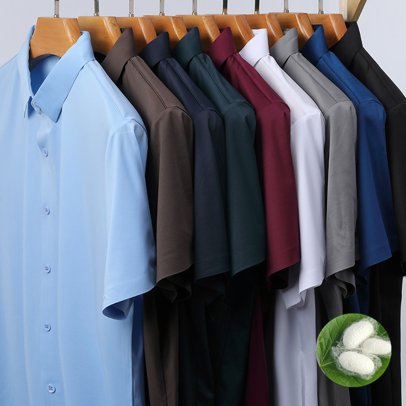 （01-75款）25年新款桑蚕丝冰丝夏季polo衫短袖高端商务上衣