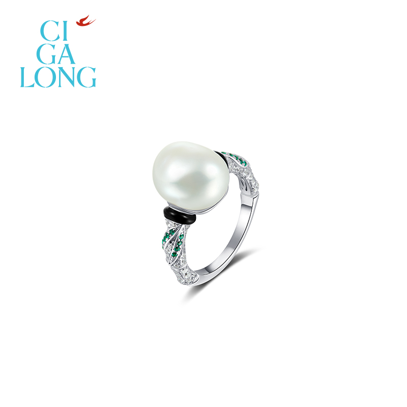 CIGALONG龙梓嘉夏竹巴洛克珍珠戒指/耳钉