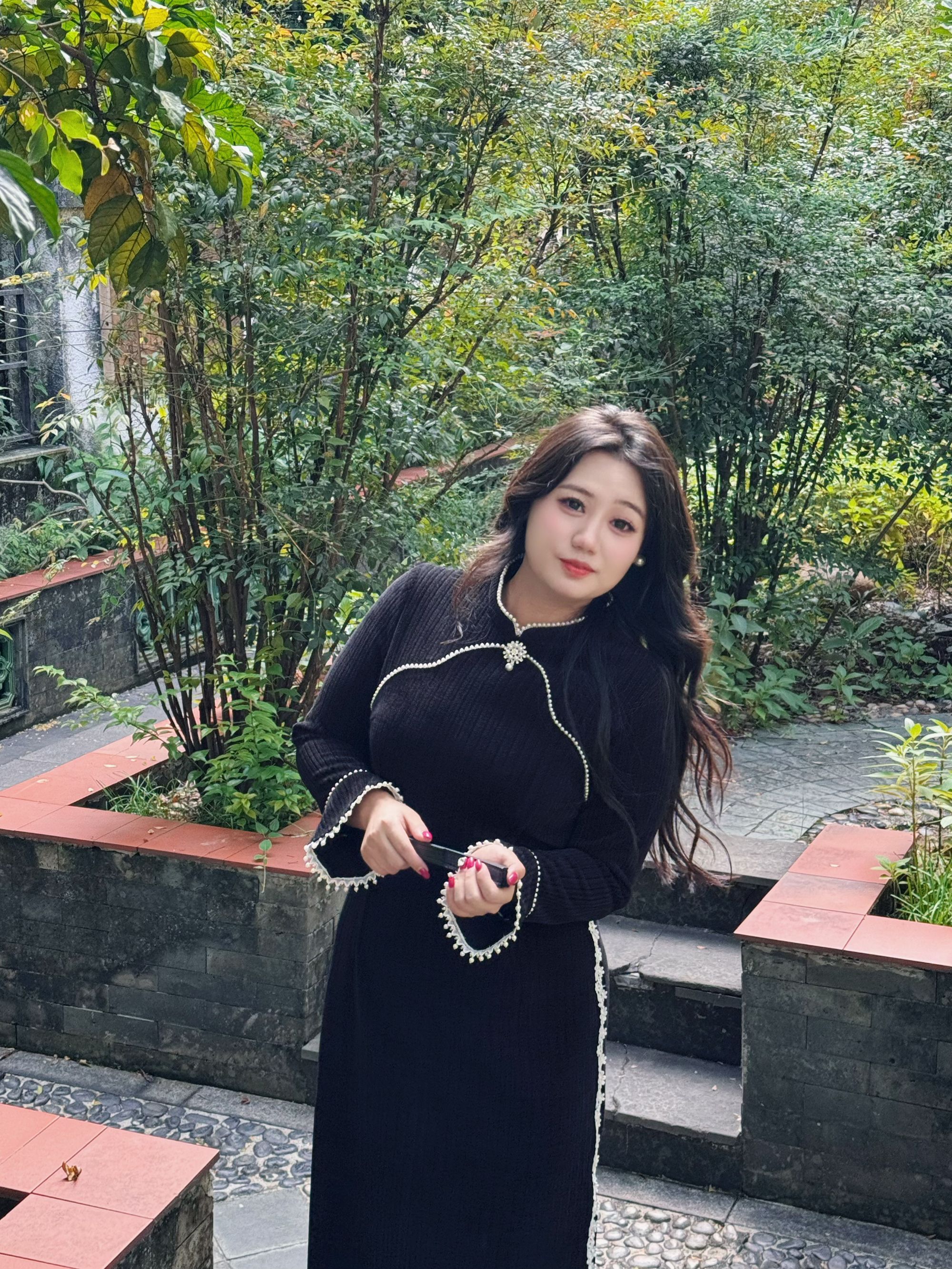 码加加37893新中式改良旗袍高端气质显瘦秋冬新款长袖大码连衣裙