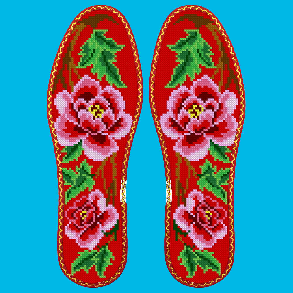 小格十字绣鞋垫七层纯棉布花边吸汗防臭（7939）