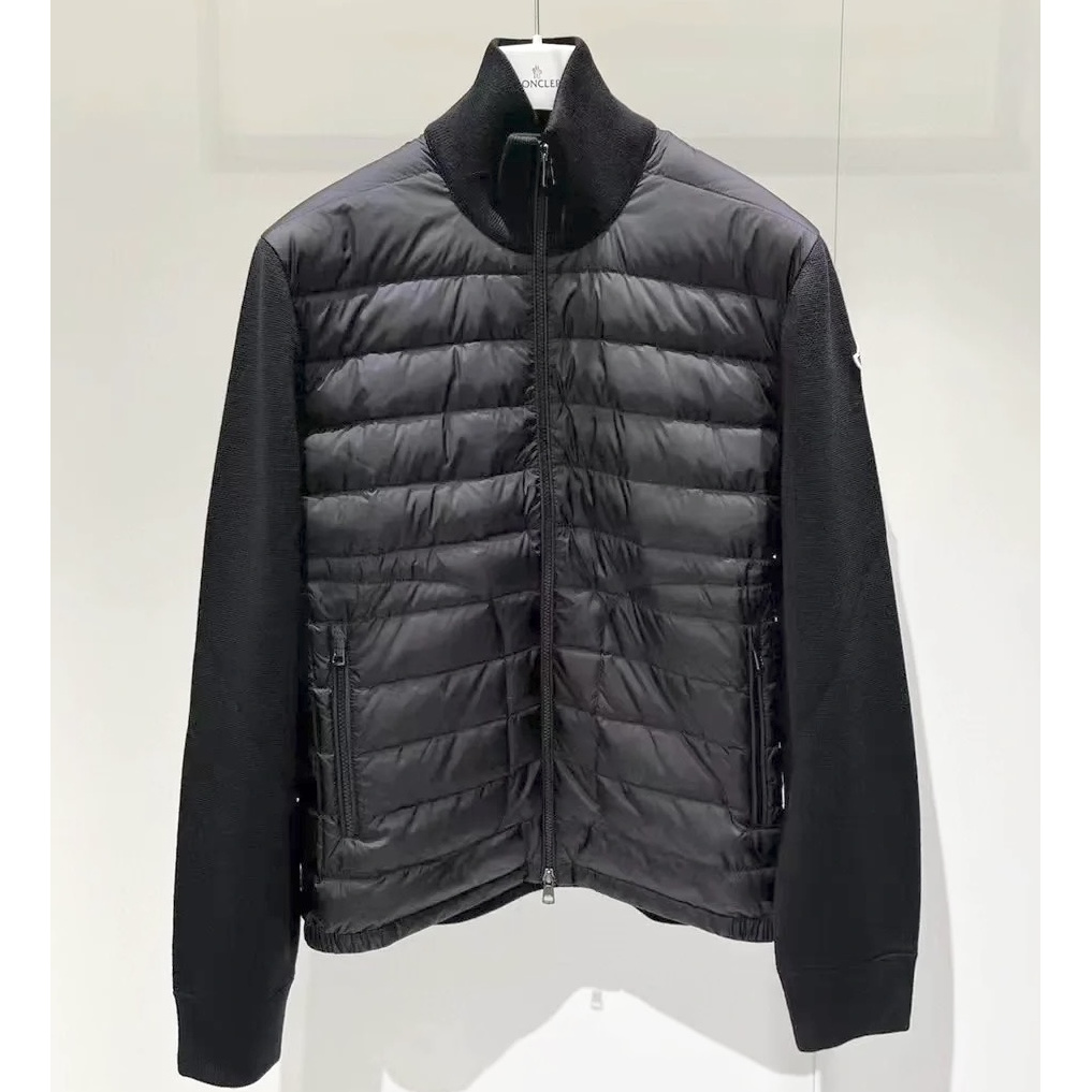 未使用 MONCLER 未使用蒙口男款立领填充开衫拼接羽绒外套短款秋