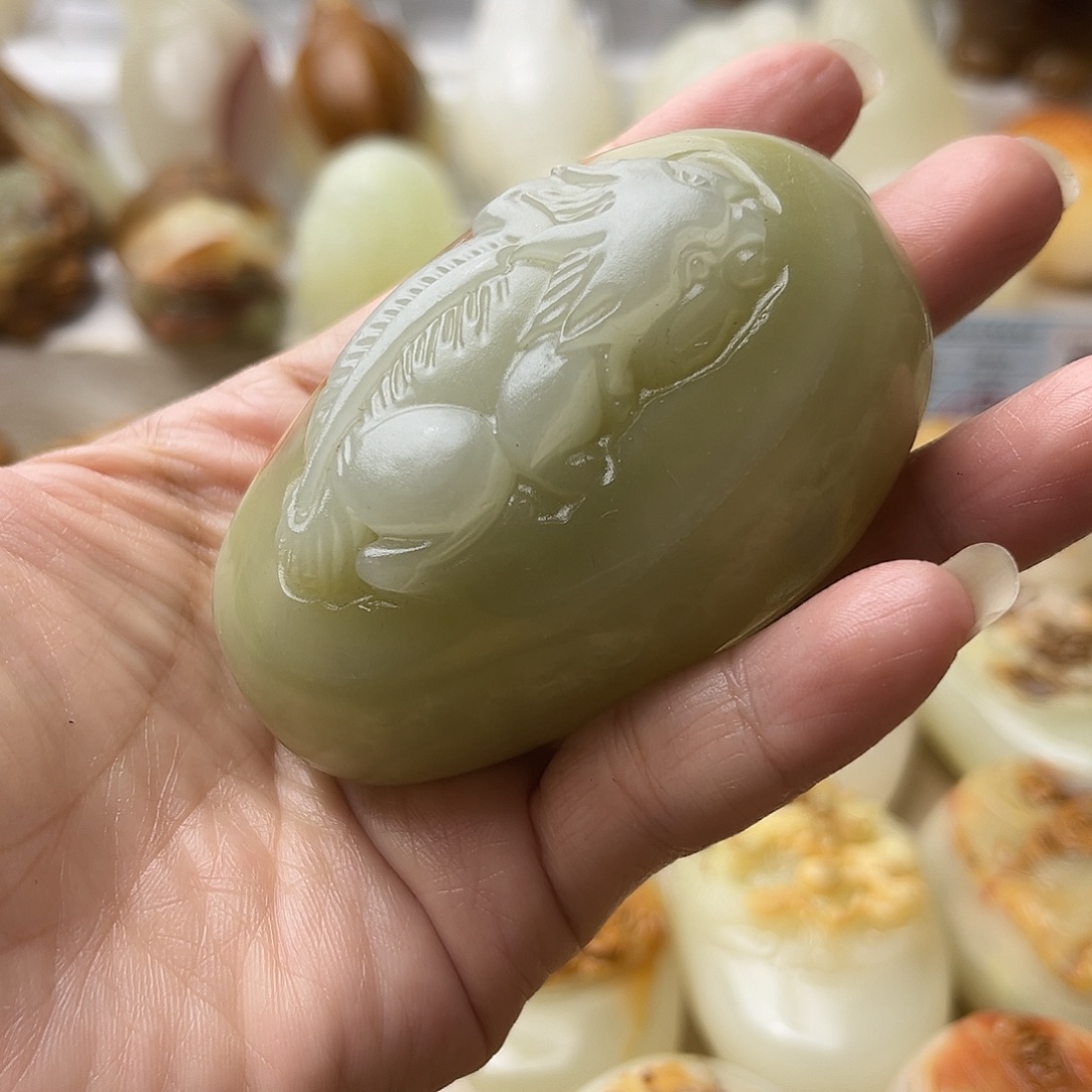 石材方解石手把摆件不退换貔貅微瑕