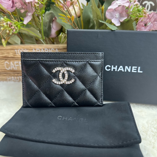未使用 Chanel/香奈儿 中秋送礼｜25S水钻大logo黑金卡包