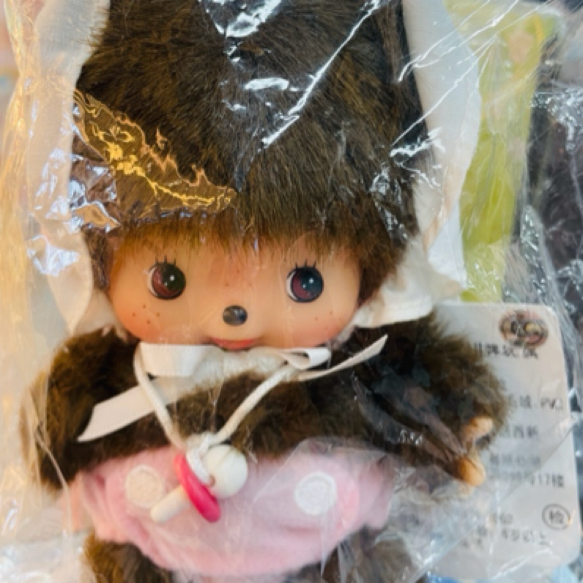 【小白】monchhichi婴儿款花边粉帽子公仔。所见所得no退no换