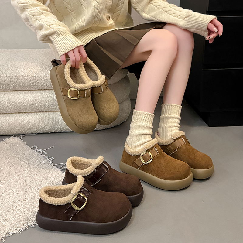 纯色秋冬学院风日常休闲冬季休闲风棉靴/毛靴棉鞋