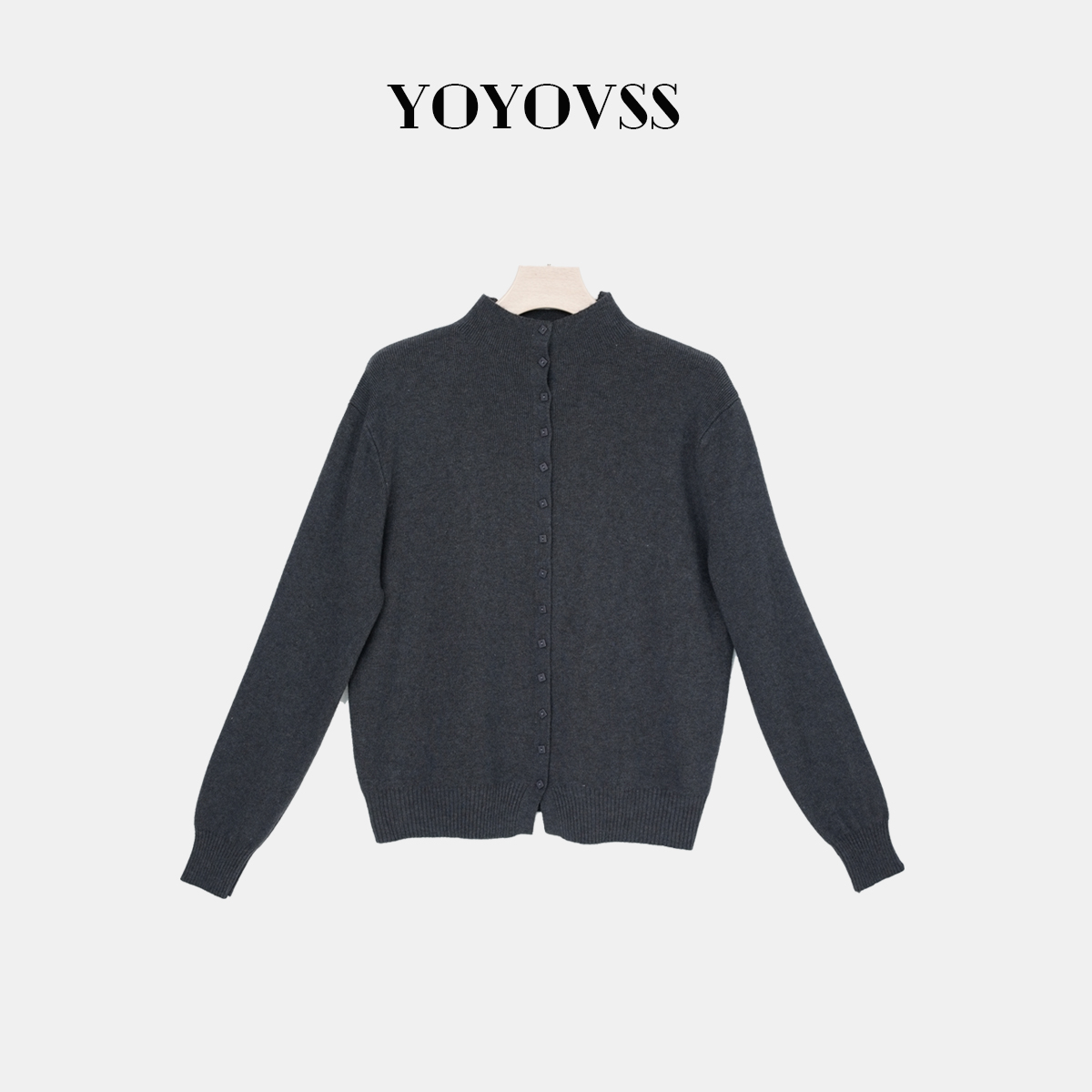 秋季新款单排扣半高领毛衣开衫百搭显瘦上衣简约休闲外套毛衫女