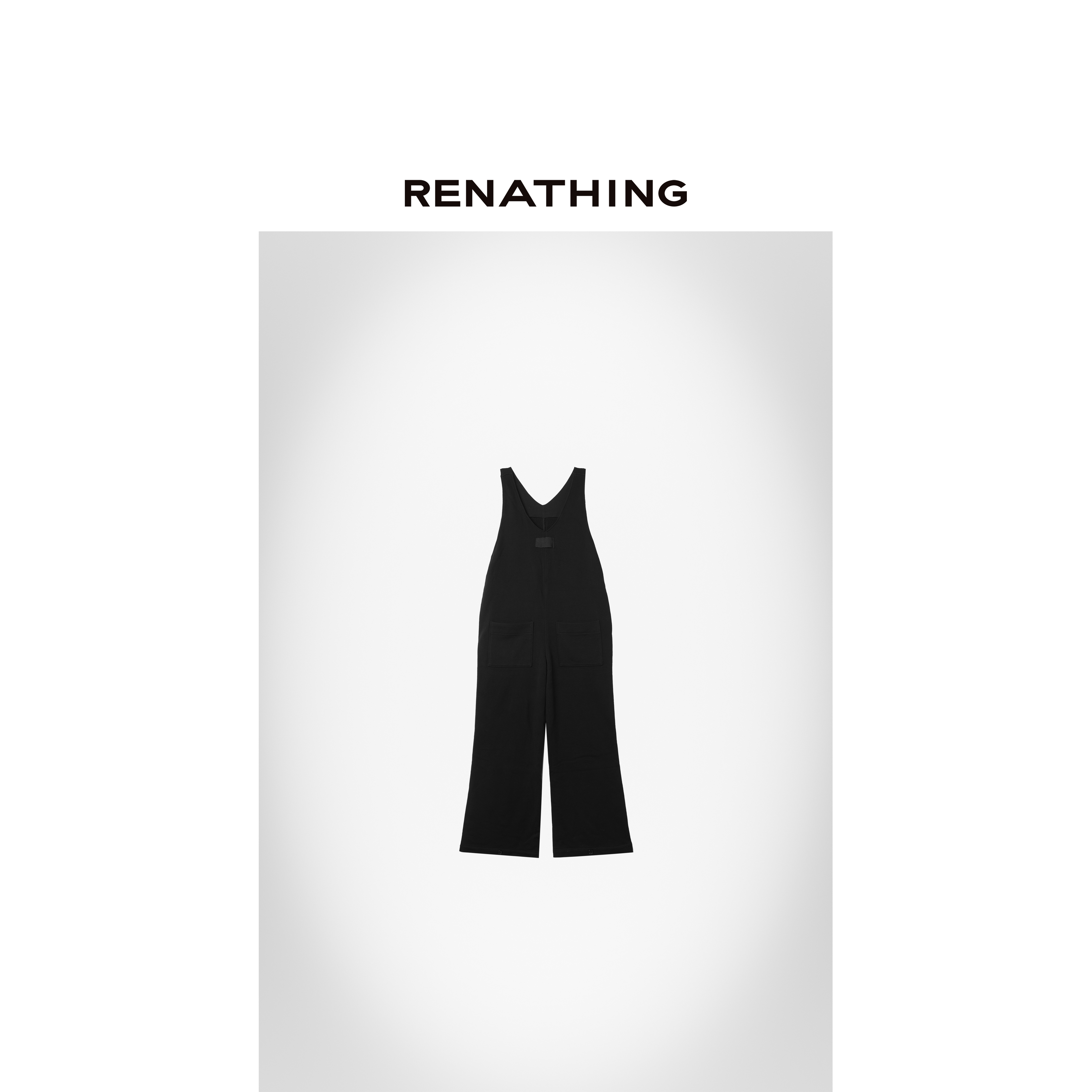  【RENATHING】纯色V领无袖连体裤