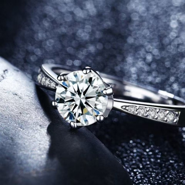 925银戒指 【不梵珠宝】周家小蛮腰0.5CT经典女戒