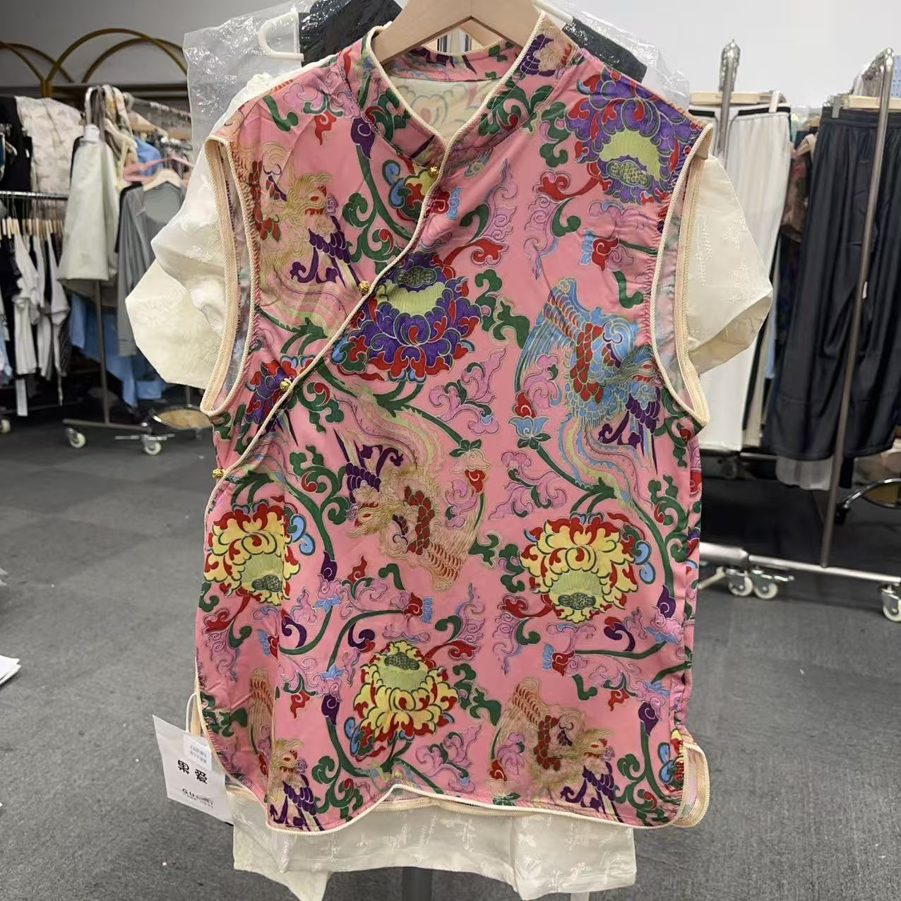 5608款新中式提花刺绣无袖小衬衫 夏季新款