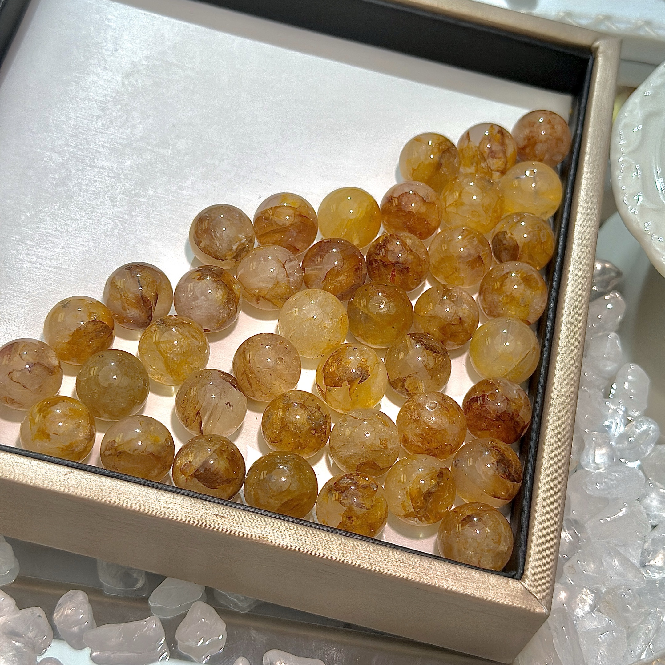 5A天然黄胶花水晶15-16mm【单颗】DIY配件多样性发一