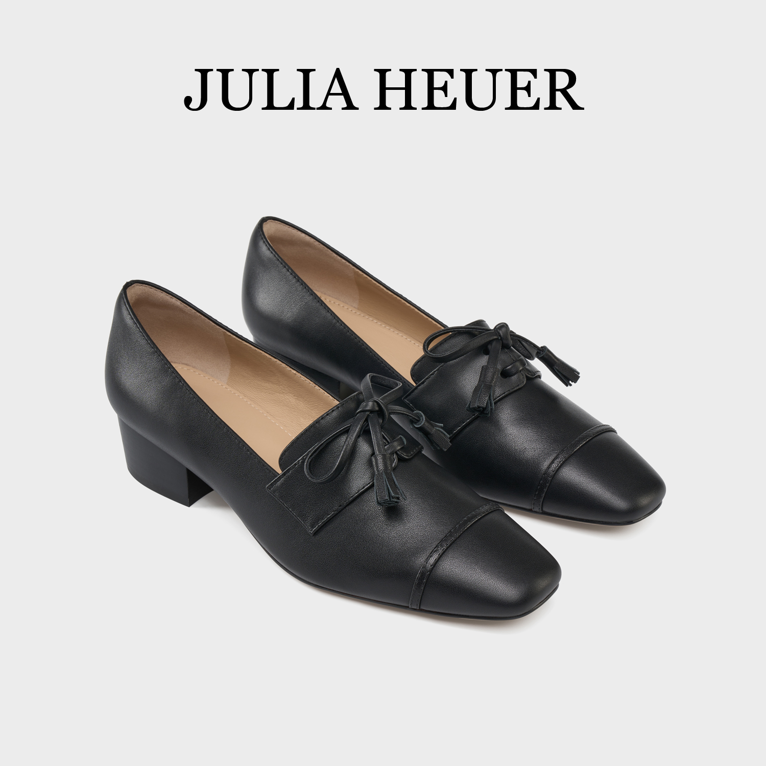 朱莉亚丨JULIA HEUER复古气质舒适小方头盖茨比中跟鞋2473