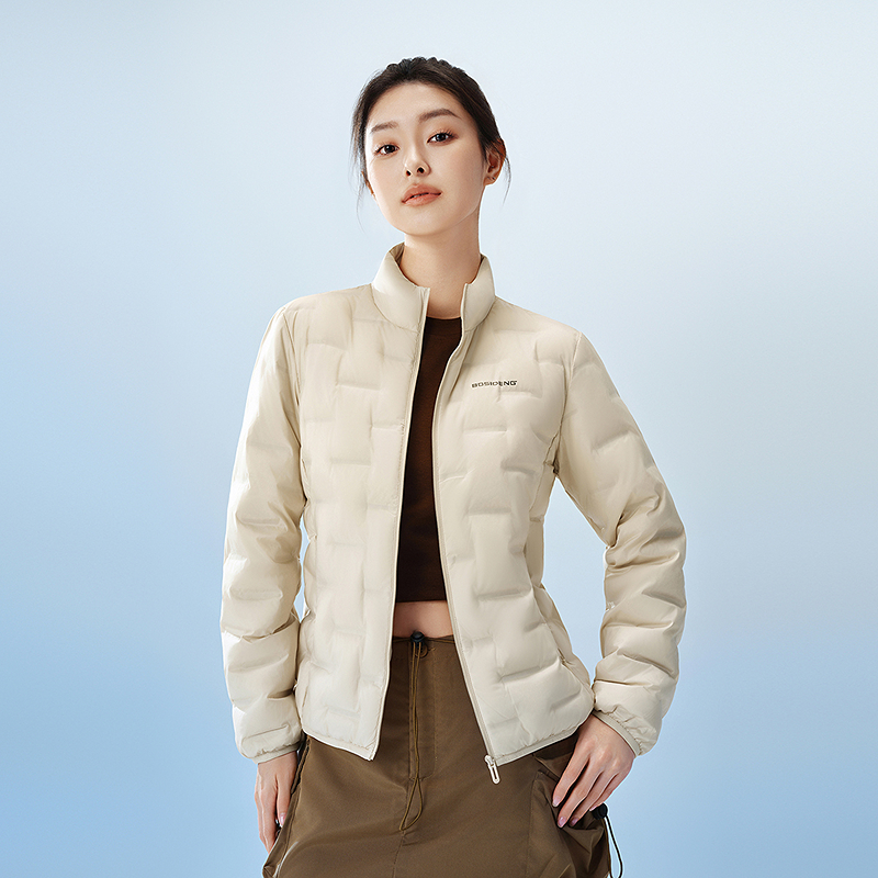 波司登90鹅绒羽绒服女2025秋冬新款轻薄保暖百搭错格短款外套1034